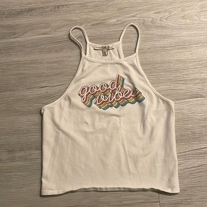 Express “good vibes” white tank - M